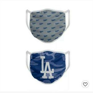 Los Angeles Dodgers Face Mask Washable Reusable 2 Pack Adj Official by Foco NEW
